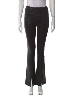 L'AGENCE Black Flare Jeans with Front Slit